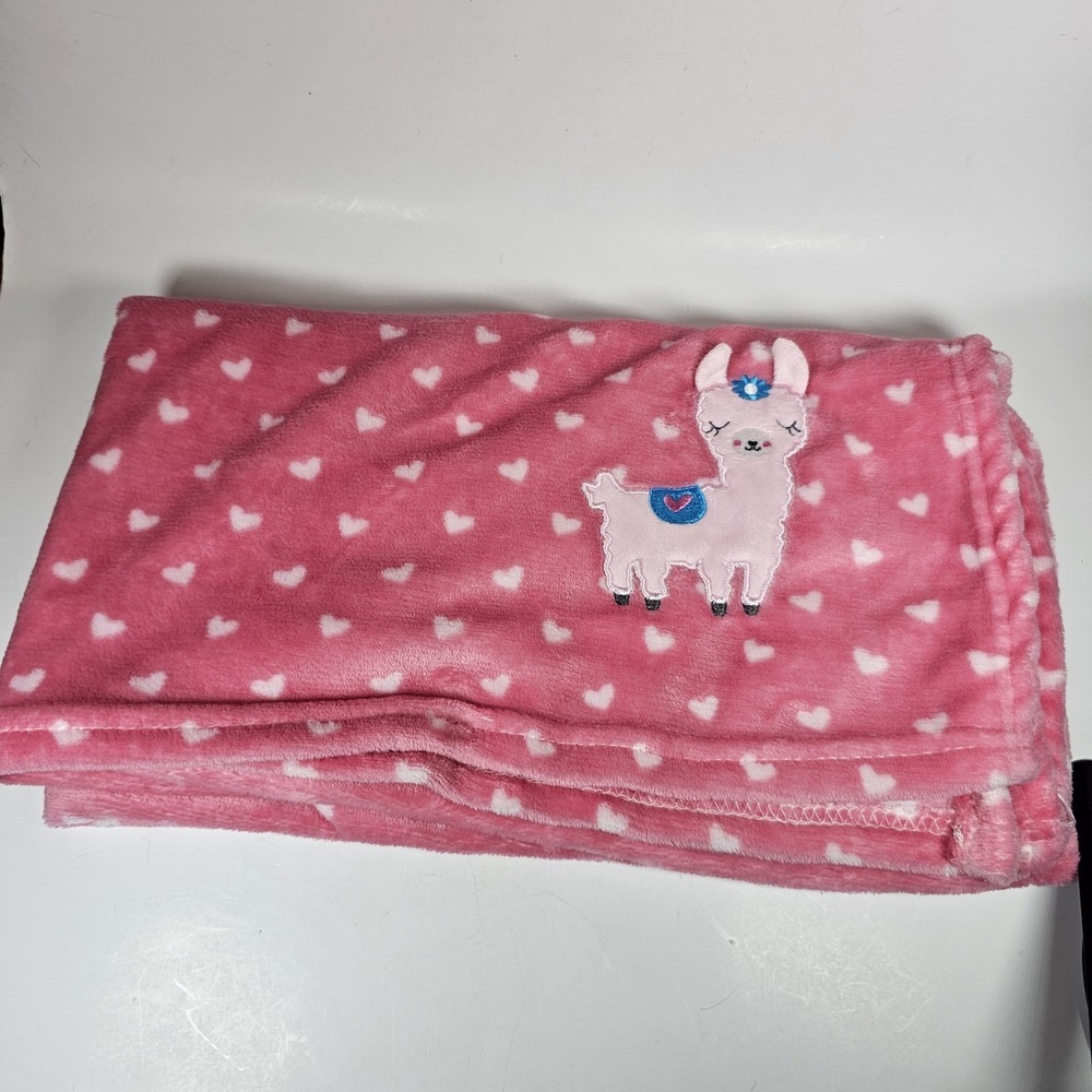 HTF le bebe FAVORITE Pink Llama/Alpaca Heart Baby Blanket/Lovey